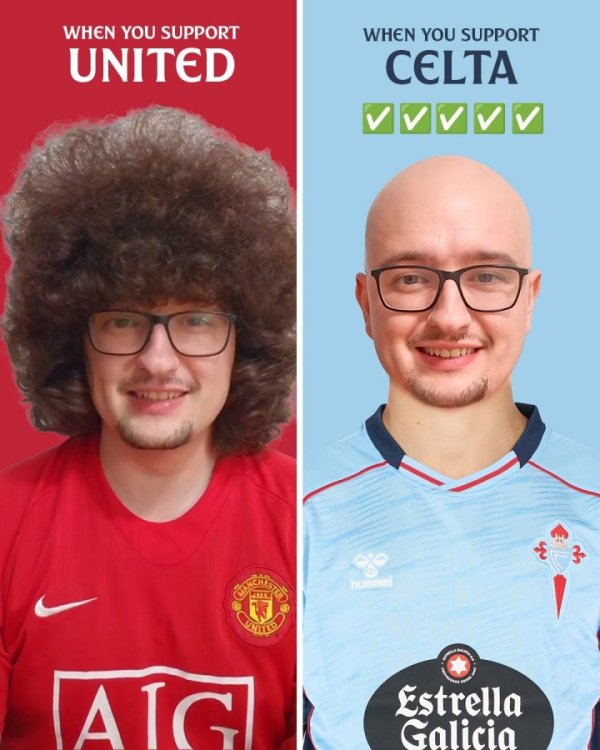 Won 5 consecutive victories! Celta Vigo s official post-match joke about Manchester United: When you support Manchester United/Celta Vigo...